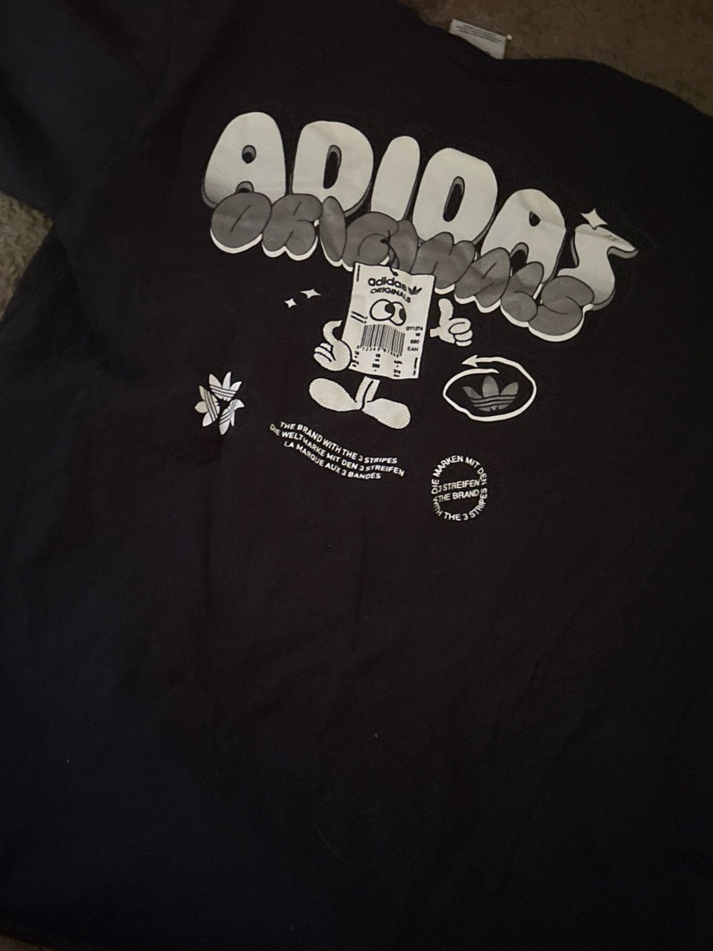 adidas Black Tee with White Graphic Logo